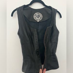 Lace up black leather top